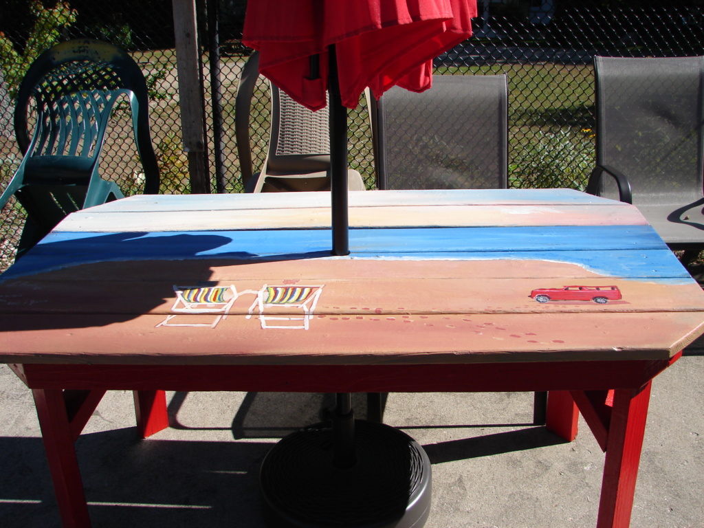 One of our members refinished each table at the pool with members sponsoring each table for all to enjoy